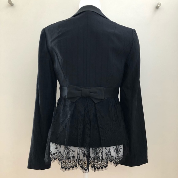 🆕 NANETTE LEPORE Black Lace Tuxedo Jacket Sz 6 - Picture 5 of 8